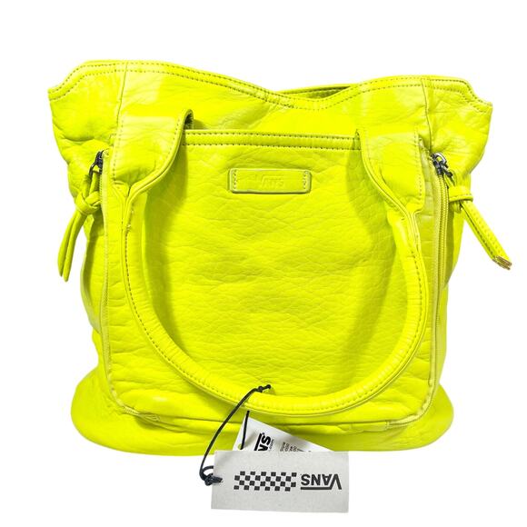 Vans Handbags - Vans Shoulder Tote Bag Purse Yellow Neon Post Up Zippers Snap Button New